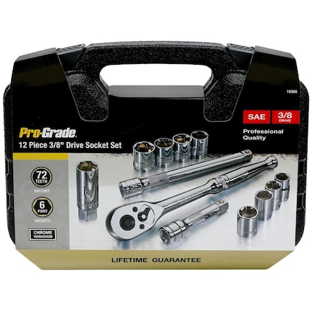 Cromo 0.37 in. Drive SAE Socket Set in Case - 12 Piece CR3315643